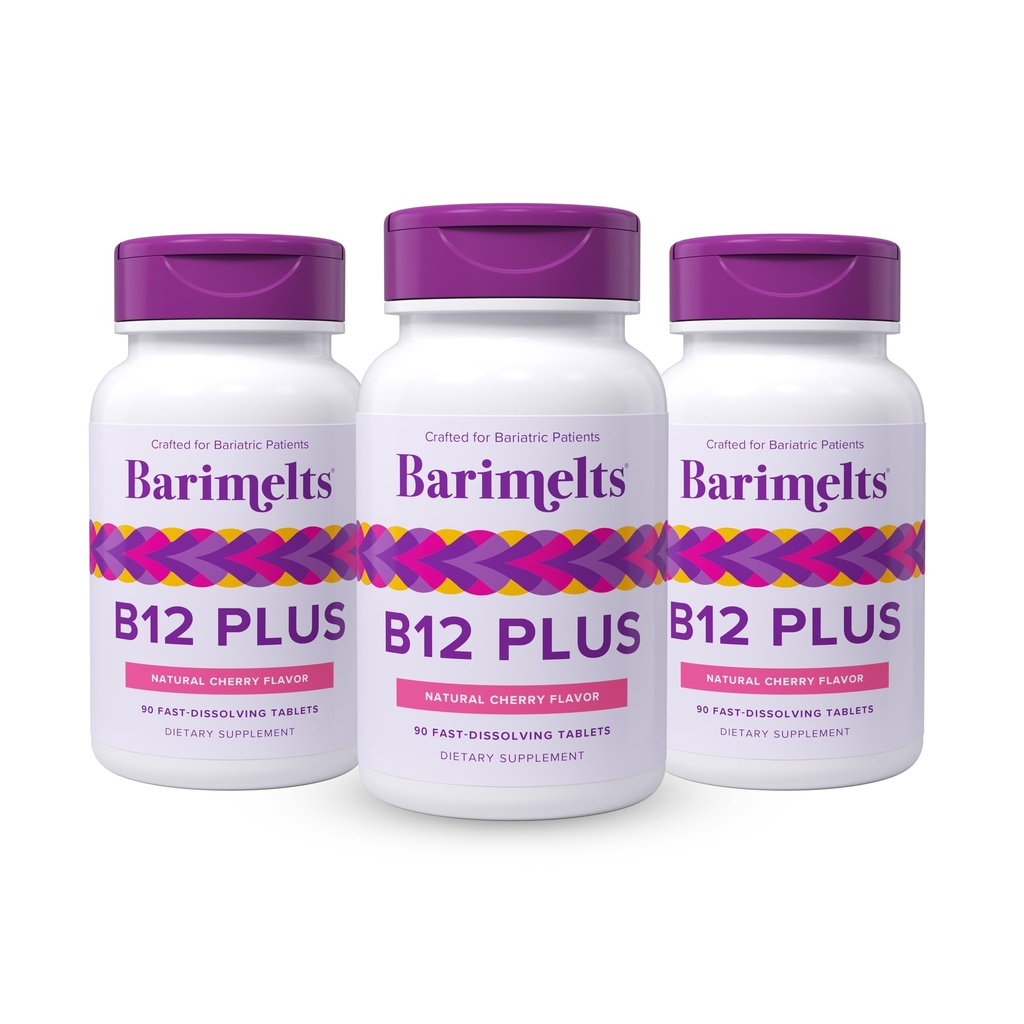BariMelts Vitamin B12 Plus, 270 Fast-Dissolving Tablets (9-Month Supply), Sugar-Free Bariatric Vitamins for Women, Includes B12, B6, Folate and Biotin, Natural Cherry Flavor​