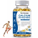 Nutriview 2000mg D3 K2 B12 Softgels Calcium, Suplemento de Calcio, Strengthen Bones and Teeth, Boost Energy, Non-GMO, 120 Softgels