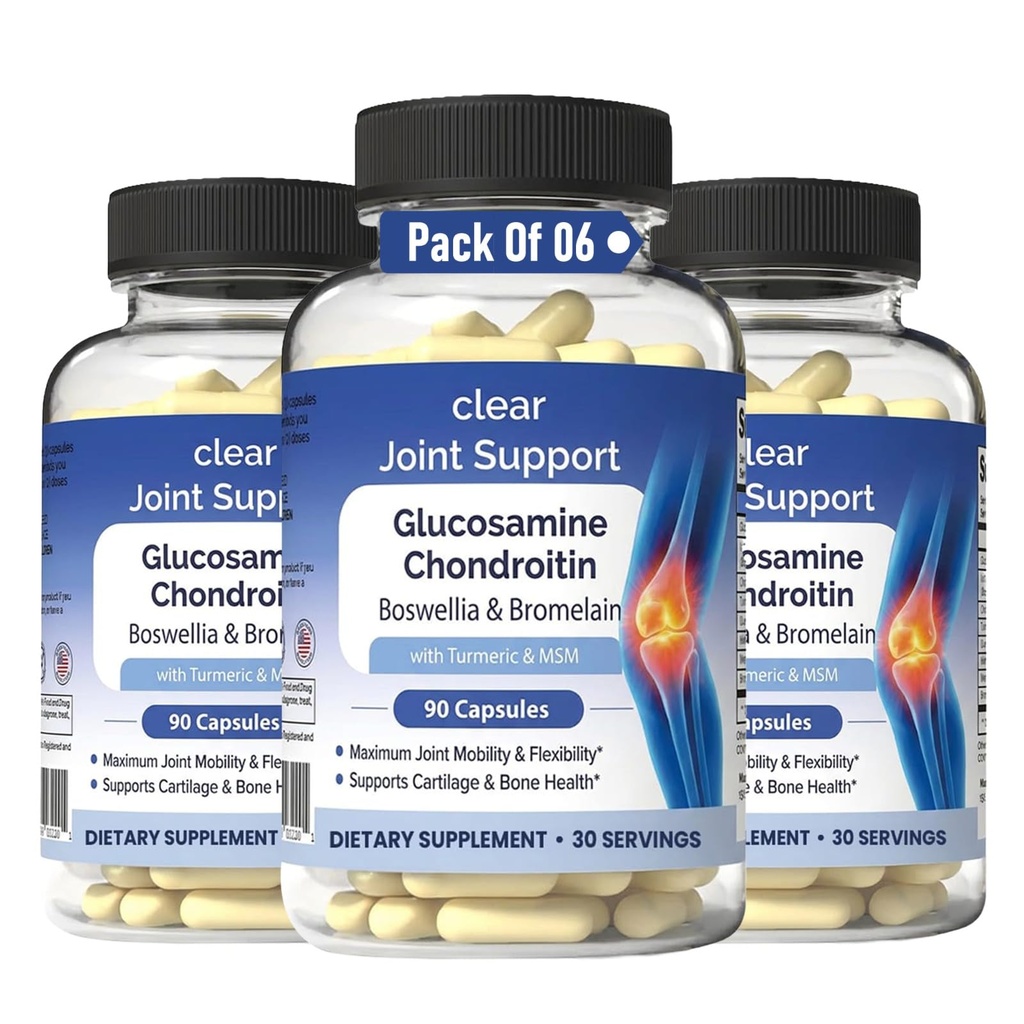 Glucosamine Chondroitin MSM with Turmeric & Boswellia 540 Capsules | 8-in-1 Joint Support Supplement for Flexibility & Mobility | Joint Supplement for Men & Women – Supports Back, Knees, Hips & Joints
