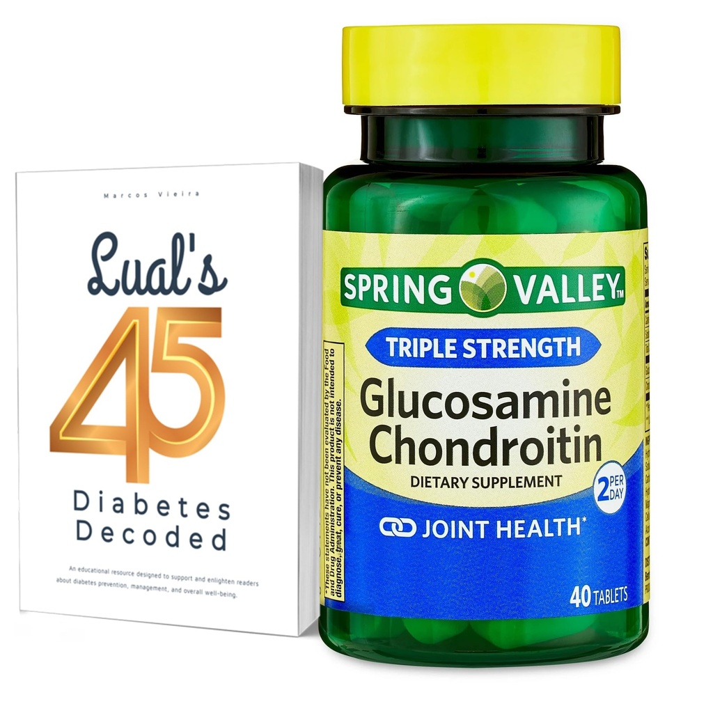 Glucosamine Chondroitin Tablets. Spring Valley Triple Strength Glucosamine Chondroitin Tablets Dietary Supplement, 40 Count Bundle with Luall's 45 Diabetes Decoded