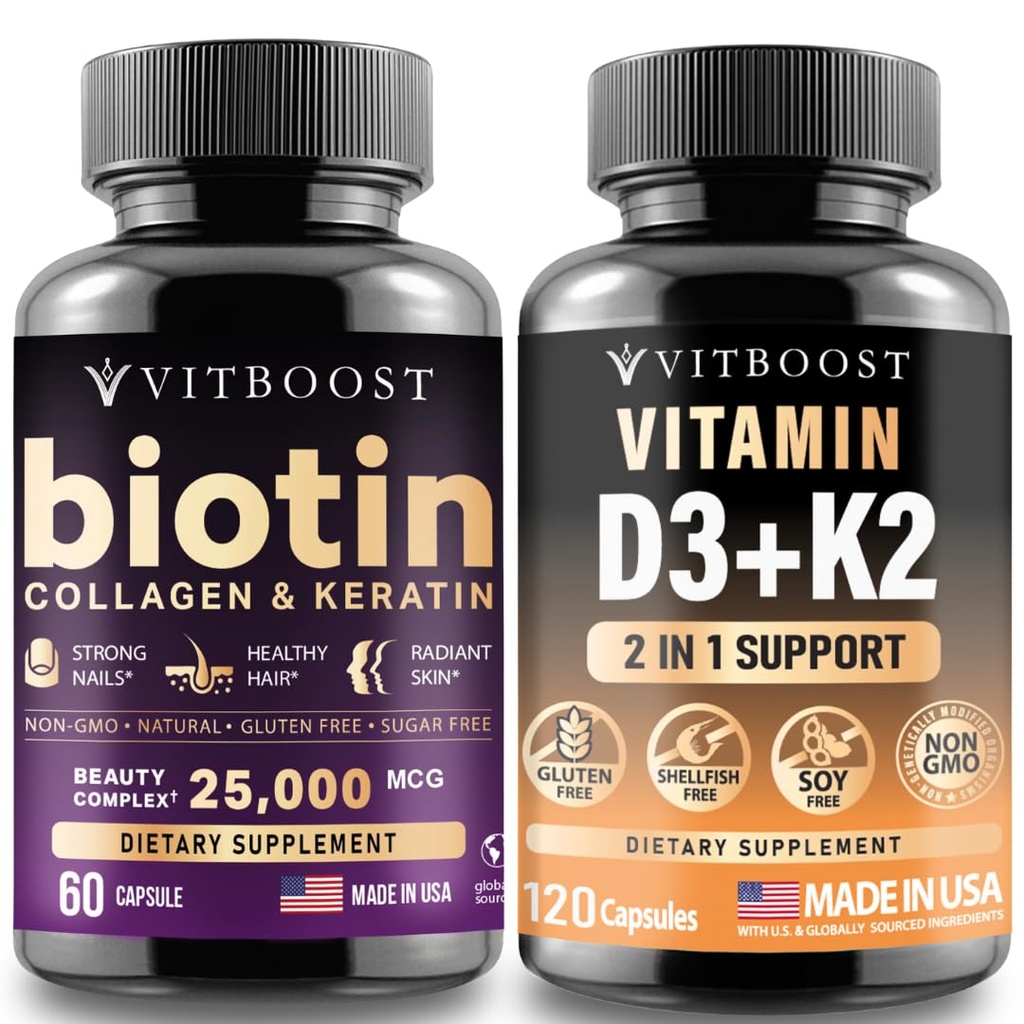Biotin Collagen Keratin with Vitamin D3 K2 Complex