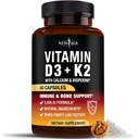 NEW AGE Vitamin D3 5,000 IU + K2 MK-7 100 mcg - 2-in-1 Bone, Immune & Heart Support, Easy to Swallow, Non-GMO - 60 Capsules