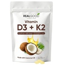 Real Good Essentials Vitamin D3K2 – 300 Softgels, High Absorption Softgels for Bone, Heart & Immune Support – Virgin Coconut Oil, Easy to Swallow