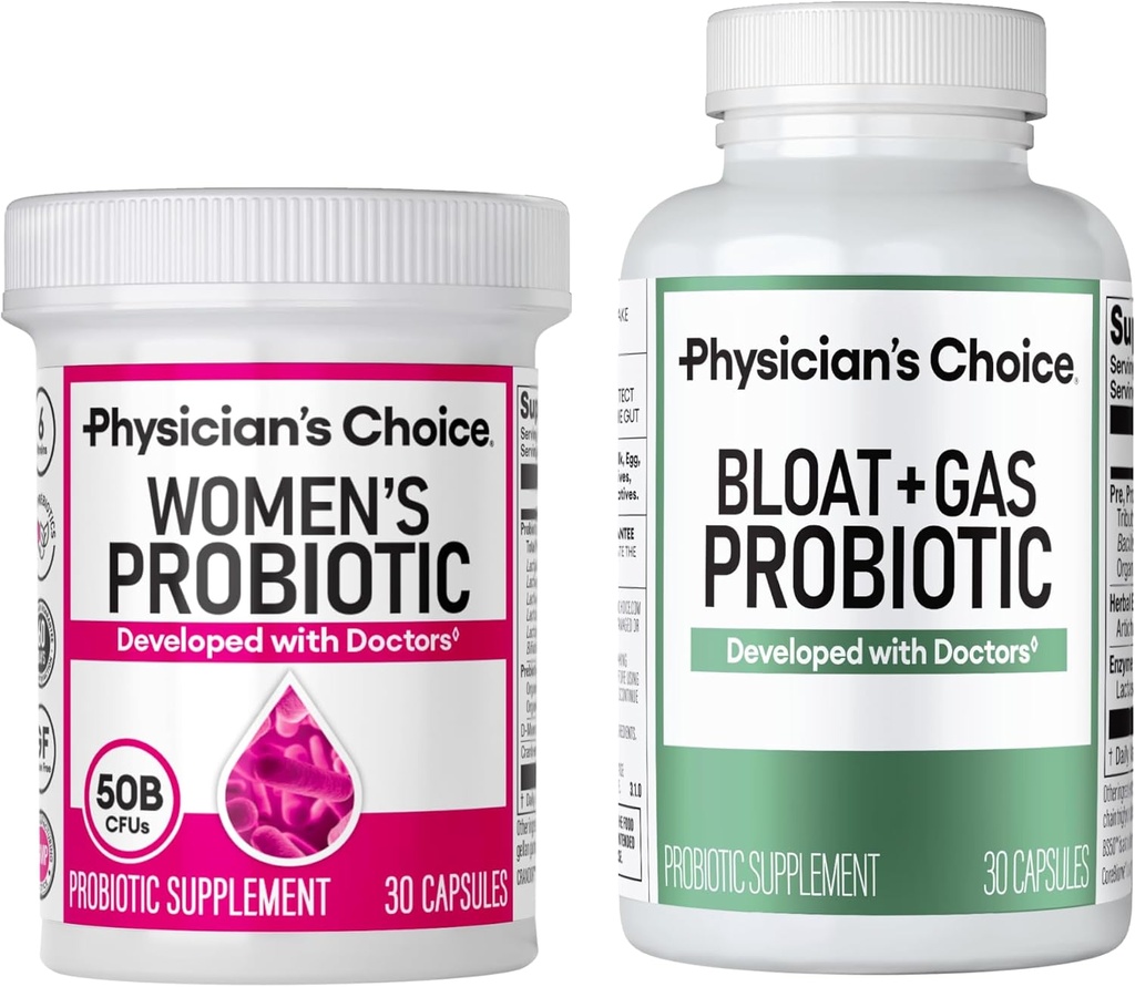 CHOICE femminile Probiotico 30ct + Bloat & Gas Probiotic 30ct - Advanced Digestive Health Bundle for Women