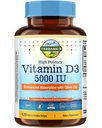 Terranics Vitamin D3 5000IU (125mcg), with Olive Oil, Enhanced Absorption, Non-GMO, No Gluten or Soy, Bone Health, Immune Support, 120 Mini Softgels