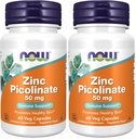 NOW Supplements, Zinc Picolinate 50 mg, Supports Enzyme Functions*, Immune Support*, 60 Veg Capsules (Pack of 2)