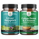 Bundle of Liver Cleanse Detox & Repair - Milk Thistle with Dandelion Root Choline Beetroot Artichoke Extract and Colon Cleanser & Detox - Lactobacillus Acidophilus Probiotic Supplement Body Cleanse