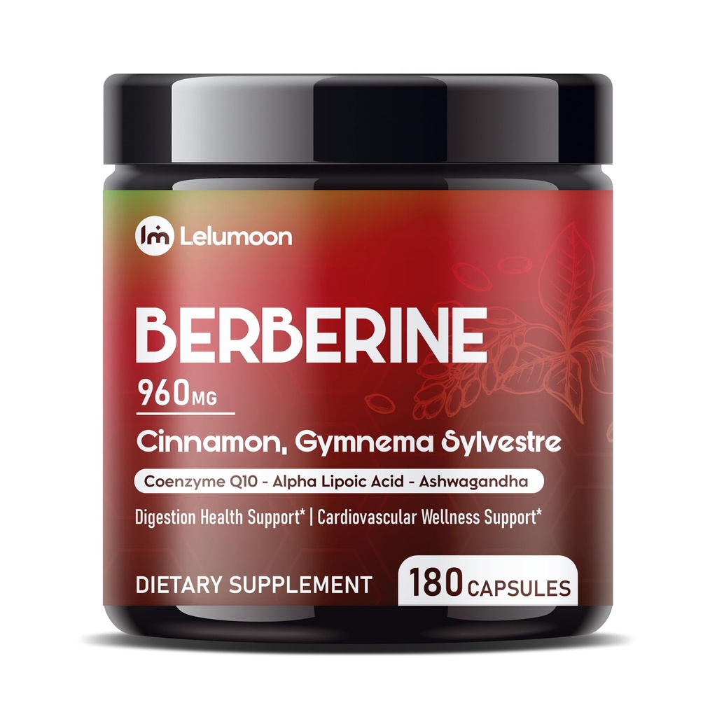 Liposomal Berberine 1790 mg with Cinnamon, Gymnema, CoQ10, ALA & Ashwagandha – Supports Metabolic Harmony & Cardiovascular Wellness – 180 Capsules