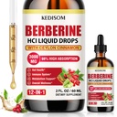 12-in-1 Berberine Supplement Liquid Drops 2 Fl Oz, 3000mg Liposomal Berberine HCL Complex with Ceylon Cinnamon Plus Turmeric, High Absorption Berberine Drops
