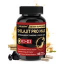 Shilajit for Men Women, Shilajit w/Vitamin D3 K2, Shilajits for Men w/Fulvic Acid Ashwagandha Ginseng Root, Shilajits for Extra Power Stamina Immune Support, Non-GMO Made in US 60 Capsules