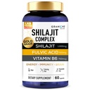 Granions Pure Shilajit for Men Capsules - Fulvic Acid Supplement, 1,000mg Himalayan Shilajit with Vitamin B6 - Ultra Energy, Vitality & Brain Support for Men and Women Supplements - 60 Capsules