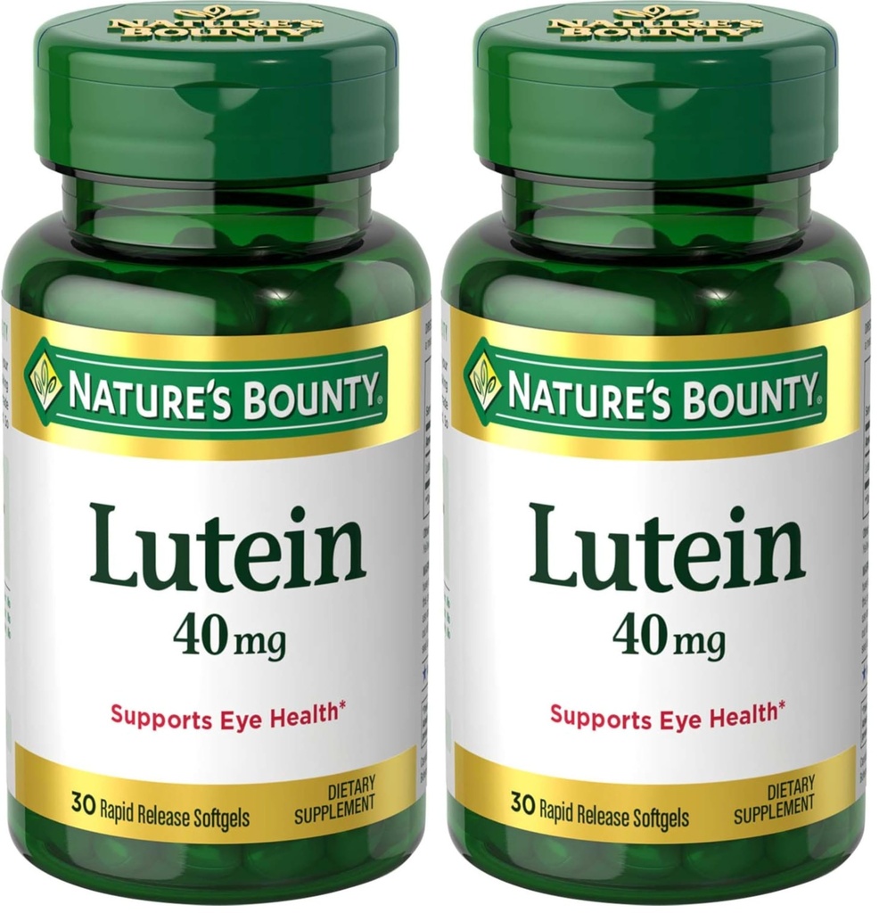 Nature's Bounty Lutein Pills, Eye Health Supplements and Vitamins, Support Vision Health, 40 mg, 30 Softgels, (Pack of 2)