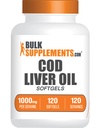 BulkSupplements.com Cod Liver Oil Softgels - Cod Liver Supplement, Nutritional Supplement - Gluten Free, 1 Softgel per Serving (1000mg), 120 Count (Pack of 1)