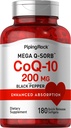 Piping Rock CoQ10 200mg | 180 Softgel Capsules | Supplement for Women and Men | Enhanced Absorption with Black Pepper Extract | Non-GMO, Gluten Free