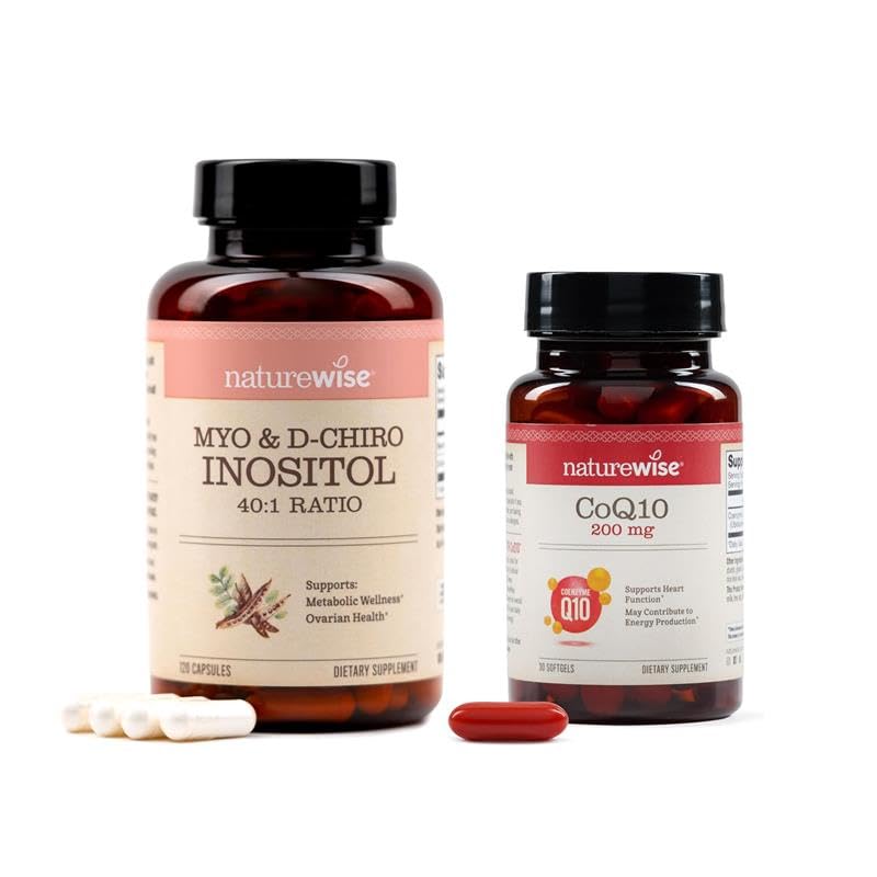 NatureWise Myo-Inositol & D-Chiro Inositol Fertility Supplements for Women - 40:1 Ratio [30-Day Supply] + CoQ10 200mg Softgels, High Potency Ubiquinone - Coenzyme Q10 Supplement - [30-Day Supply]
