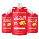 Designer Wellness Protein Smoothie, Strawberry Banana, 12g Whey Protein, Real Fruit Smoothie Snack, No Added Sugar, Low Carb, Gluten-Free, Shelf-Stable Protein Pouches with MCT Oil - 12 Pack