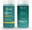 Iwi Omega-3 Essential & Prenatal Multivitamin Bundle, 30 Servering, Vegan Plant-baseret Alger Omega 3, Krill & Fish Oil Alternativ, Ingen Fishy Eftersmag