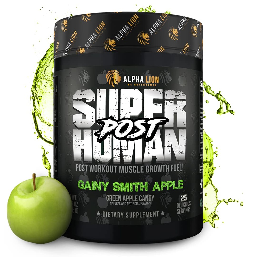 Alpha Lion Superhuman Post Workout Recovery, Muscle Builder Drink, Creatine Powder + More for Lean Muscle Growth, Strength & Volume, Supplement for Women & Men (25 Servings, Gainy Smith Apple)