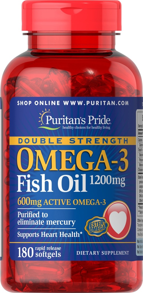 Puritan's Pride Omega-3 Fish Oil 1200 Mg, 180 Count