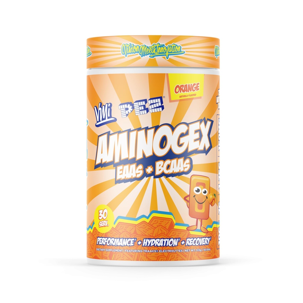 VMI Sports Aminogex Ultra | EAA + BCAA Powder | Amino Acid + Hydration Recovery Drink with Electrolytes, Betaine and Glutamine | (30 Servings) (PEZ Orange)