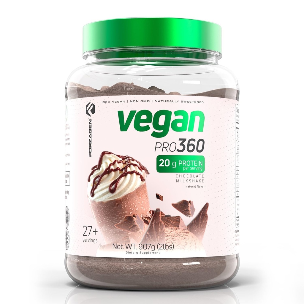 Forzagen Vegan Protein 360 2 Lbs 27 Servings, Plant Based Protein Extracted from Quinoa, Brown Rice and Pea Isolate Protein, Dairy, Soy and Gluten Free, Nom GMO (Chocolate Milkshake)