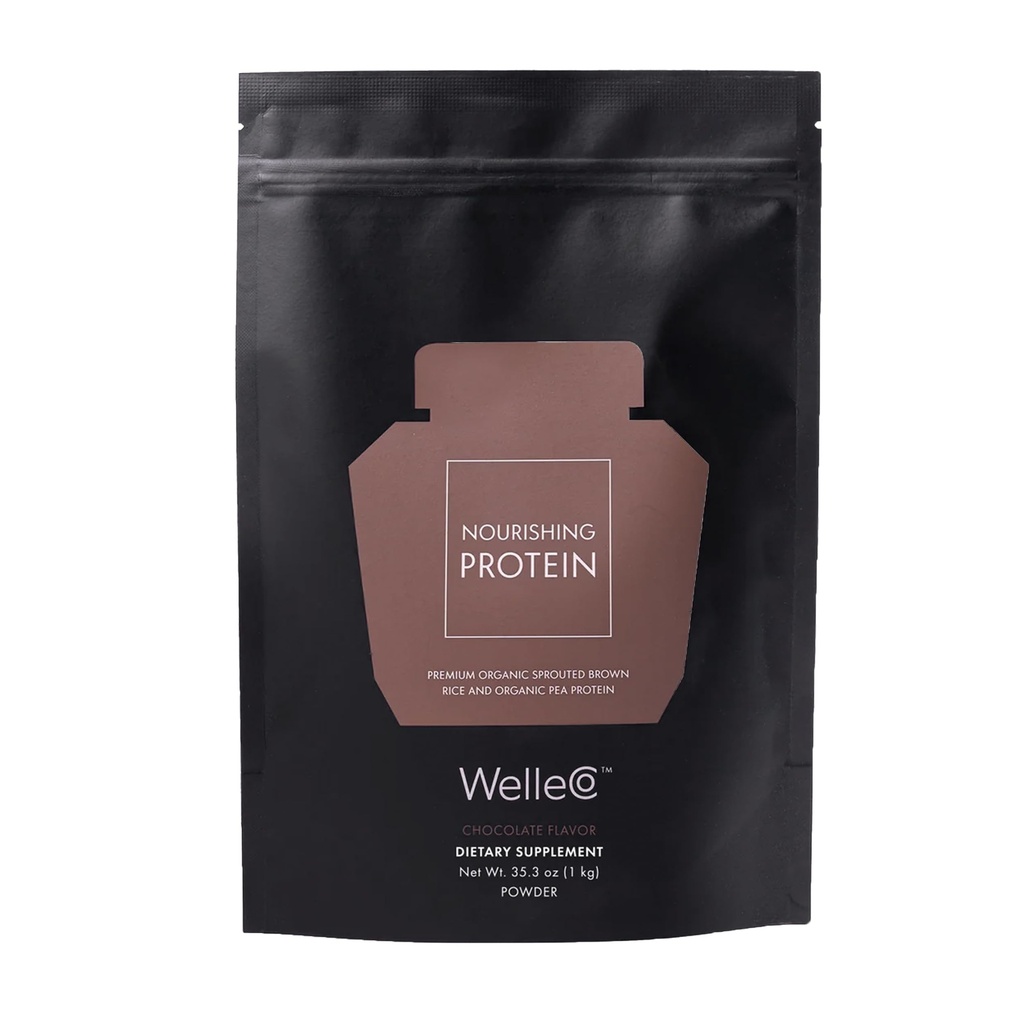 WelleCo Plant-Based Chocolate Protein Powder, Organic Brown Rice & Pea Blend, 16g Protein per Serving, Dairy-Free Supplement for Energy, Recovery & Daily Nutrition, 35.2 oz
