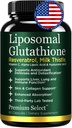 Liposomal Glutathione Capsules with Resveratrol & Milk Thistle Supplement for Men and Women - L-Glutathione - 60 Capsules, Third Party Tested, Made in USA