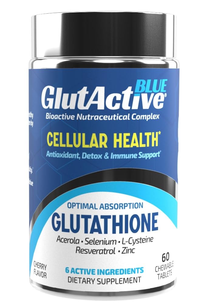 Blue 800mg | Glutathione | Antioxidant, Increase Immunity & Energy – Detox & AntiAging, Cysteine, Selenium, Zinc, Resveratrol, Acerola (VIT-C). 60 Chewable Tablets (60ct)