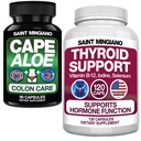 Thyroid Support Supplement with Iodine120 Capsules - with - Aloe Vera Capsules - Colon Cleanse, Detox & Flush 90 Capsules