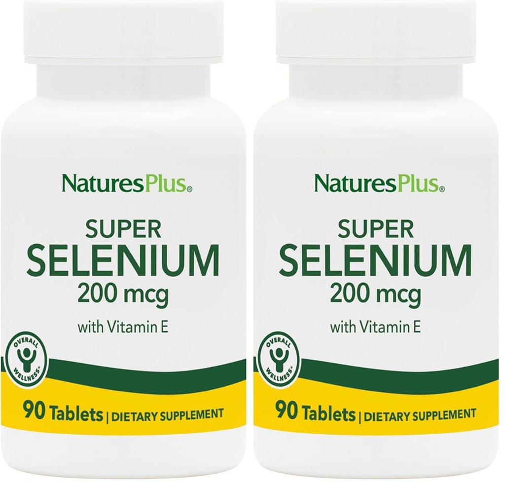 NaturesPlus Super Selenium Complex - 200 mcg, 90 Vegetarian Tablets - Essential Mineral Supplement with Vitamin E - Promotes Healthy Thyroid - Antioxidant - Gluten-Free - 90 Servings (Pack of 2)