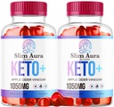 (2 Pack) Slim Aura Keto ACV Gummies - Official Slim Aura Keto Plus Apple Cider Vinegar 1050MG Advanced Formula Gummys, All Natural Premium Formula, Slimaura Gomitas Reviews, 120 Gummies for 2 Months