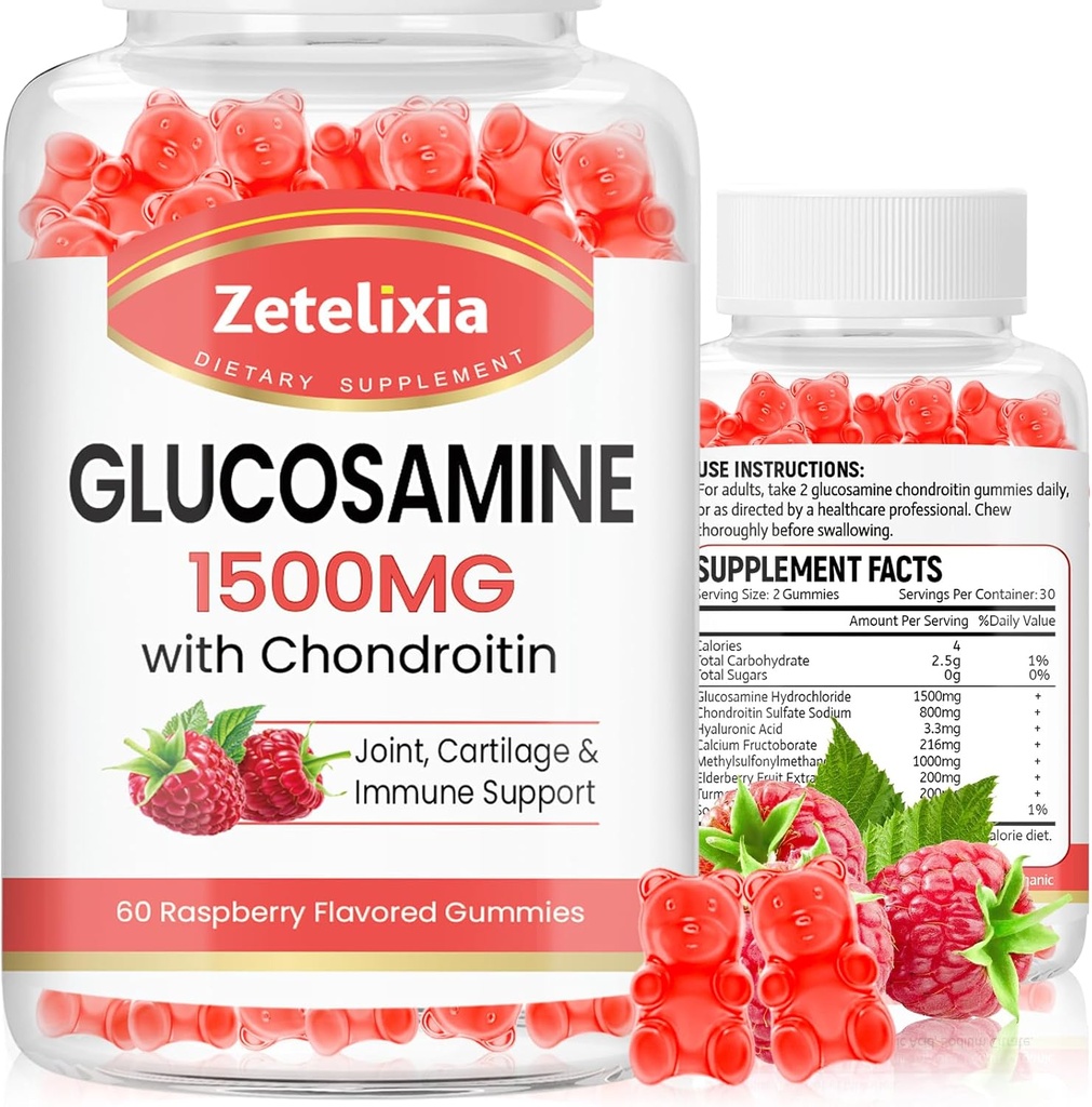 2 Pack Glucosamine Chondroitin Gummies, Glucosamine Chondroitin with MSM, Elderberry, Turmeric - Joint Support Supplement for Adults, Men &amp; Women, 120 Count