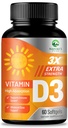 Vitamin D-3 5000 IU (125 mcg) Per Serving Softgels - Extra Strength Vitamins D Dietary Supplement for Bone, Teeth, Muscle Health & Immune Support, Rapid Absorbtion USA Bottled, Gluten Free - 60 Count