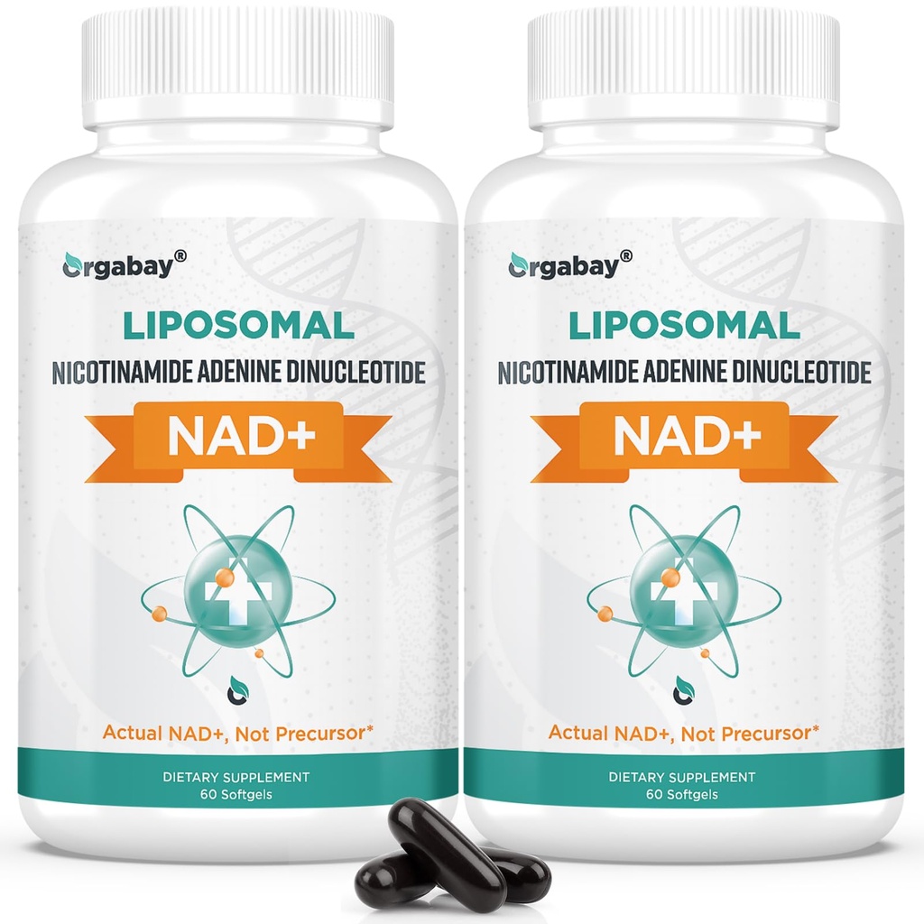 Orgabay Liposomal NAD+ Supplement 500 mg, High Absorption, Boost NAD+ with TMG 250 mg, Actual NAD Plus More Efficient Than Nicotinamide Riboside, Support Cellular Energy, Healthy Aging | 120 Softgels