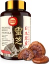 Japanese Reishi Mushroom Supplement 800mg con Reishi Mushroom Extract 500mg & Shell-Broken Spores 200mg,Organic Mushroom Capsule per Immune System - Real Fruiting Body (Pack of 1)