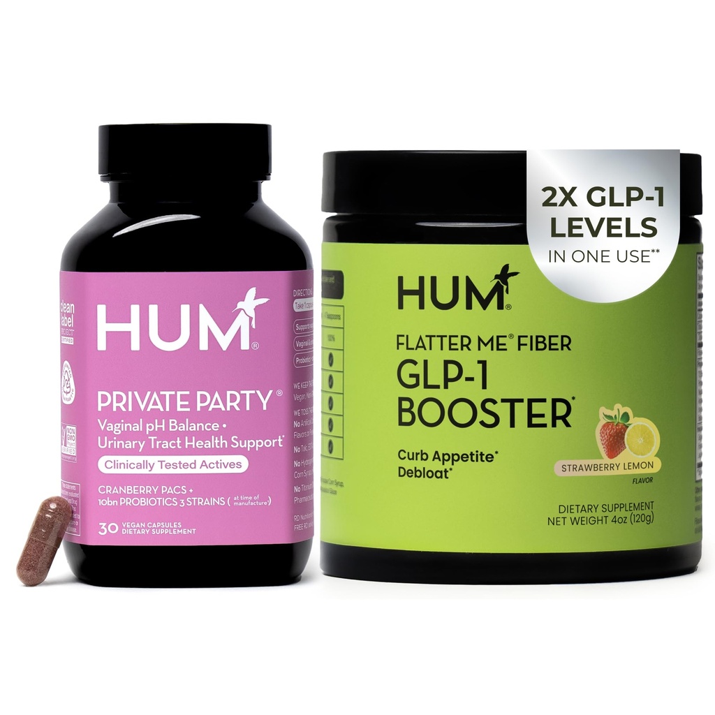 HUM Flatter Me Fiber Supplement and Private Party Vaginal Probiotics for Women