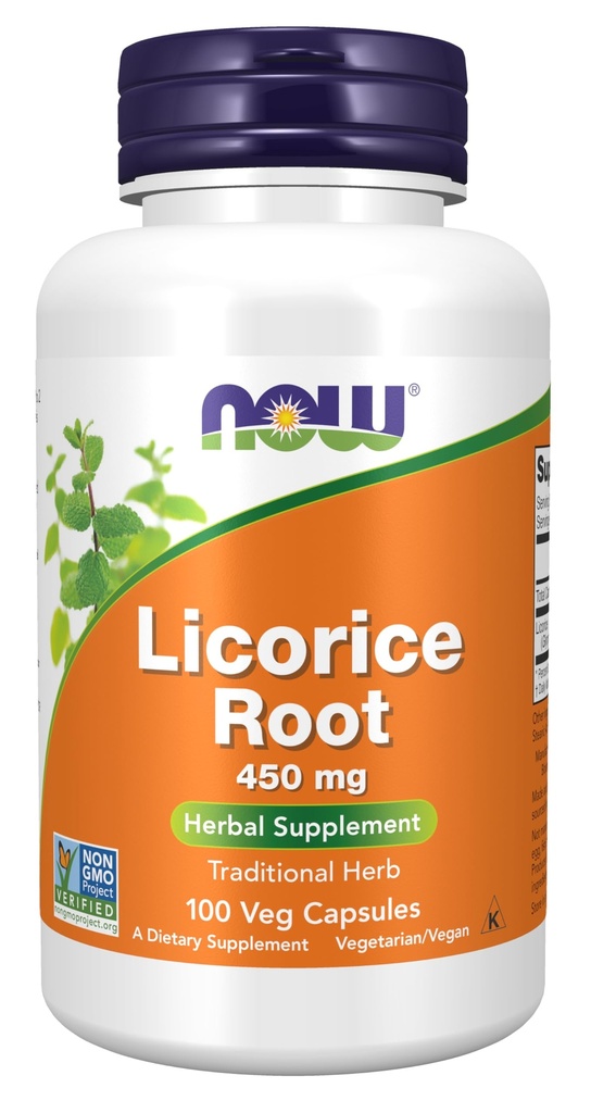 NOW Supplements, Licorice Root (Glycyrrhiza glabra) 450 mg, Herbal Supplement, 100 Veg Capsules