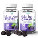 Elderberry Gummies with Vitamin C and Zinc - Immune Booster Elderberry Gummies For Adults and Kids - Vegan Natural Ingredients Defense Multivitamins with Antioxidant Support (120 Gummies)
