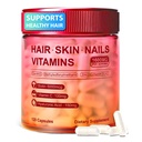 Hair Skin and Nails Vitamins – Biotin, Hyaluronic Acid, Calcium AKG, Vitamin C & Vitamin D3 K2 – Support Healthy Hair Growth, Strong Nails & Radiant Skin - 120 Capsules (1 Pack)