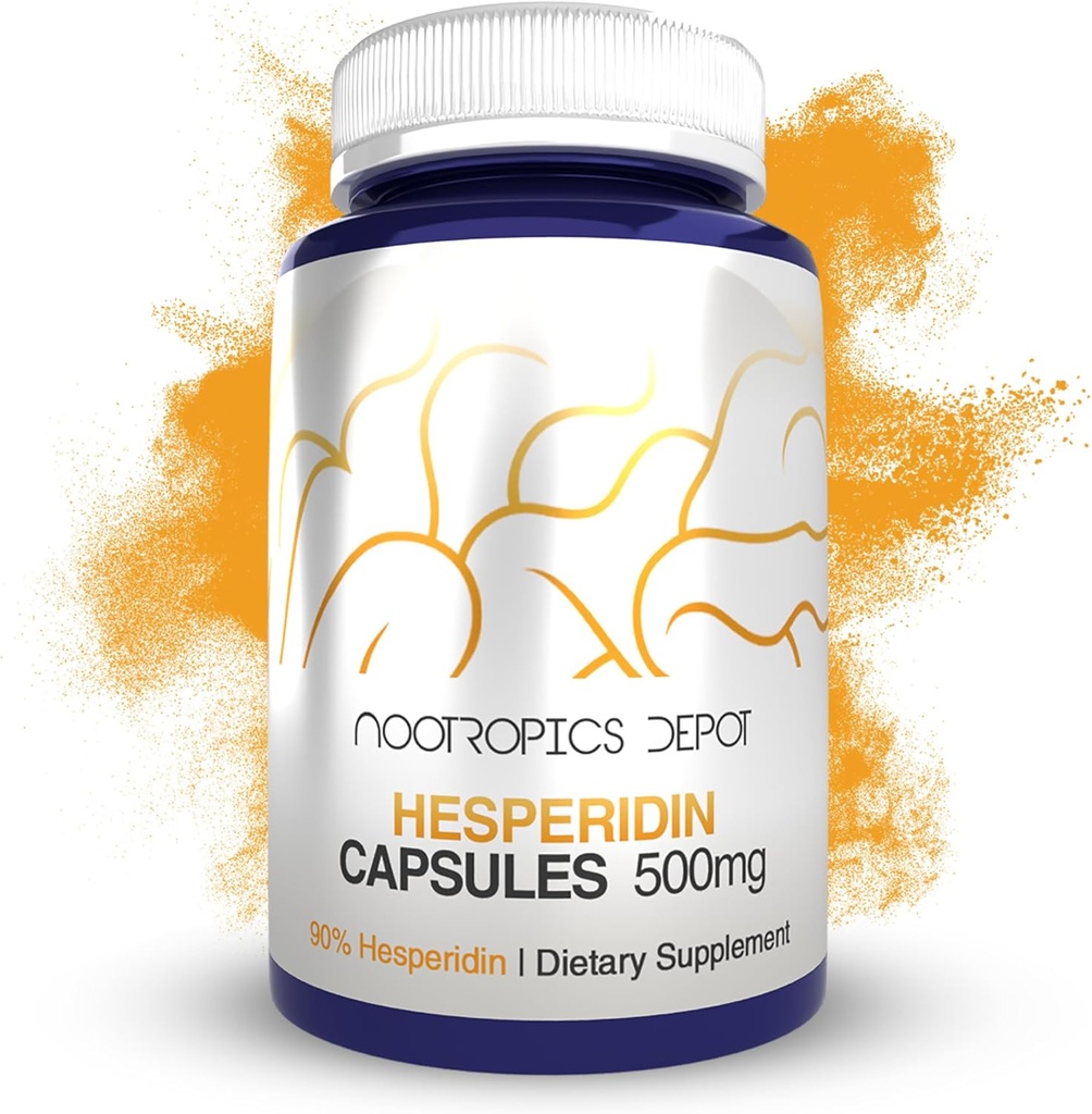 Nootropics Depot Hesperidin Kapsle 124; 500mg IR 124; 180 Count IR 124; 90% Citrus Extract IR 124; Podporuje Metabolické funkce + kardiovaskulární zdraví