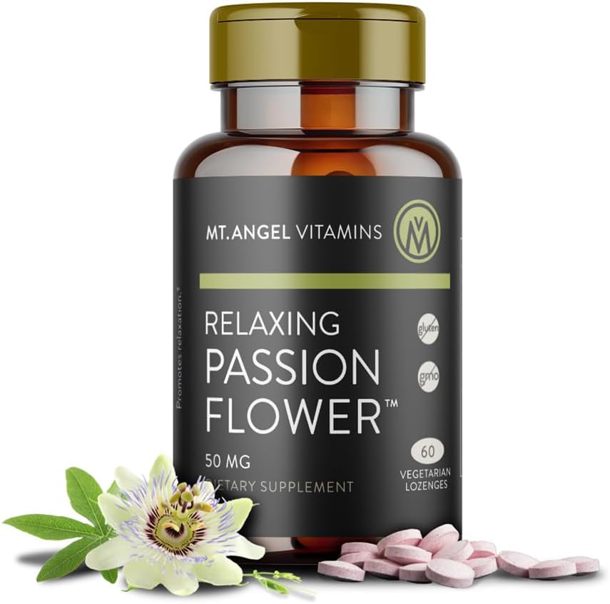 Mt. Angel Vitaminas - Relajando la Pasión Extracto de la Flor de la Gran Tasting Herbal Lozenge (Passiflora encarnata) - Alta Bio Disponible 4:1 Extracto - 60 Cuenta