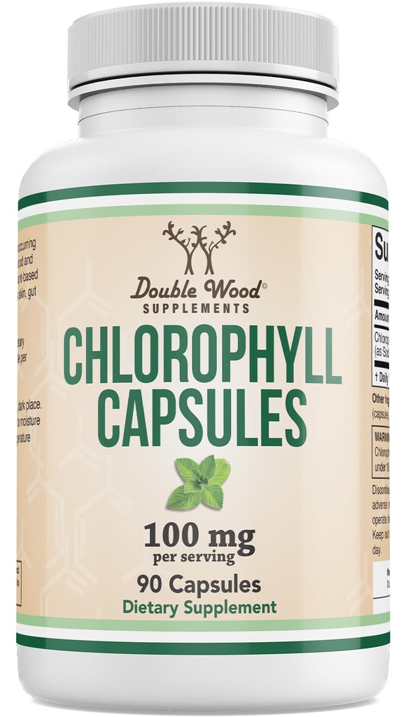 Chlorophyll Capsules - for Digestion, Gut Health, Energy and Detox - Vegan Safe (Rich, Full Texture and Taste, Not Watered Down), 90 Capsules by Double Wood