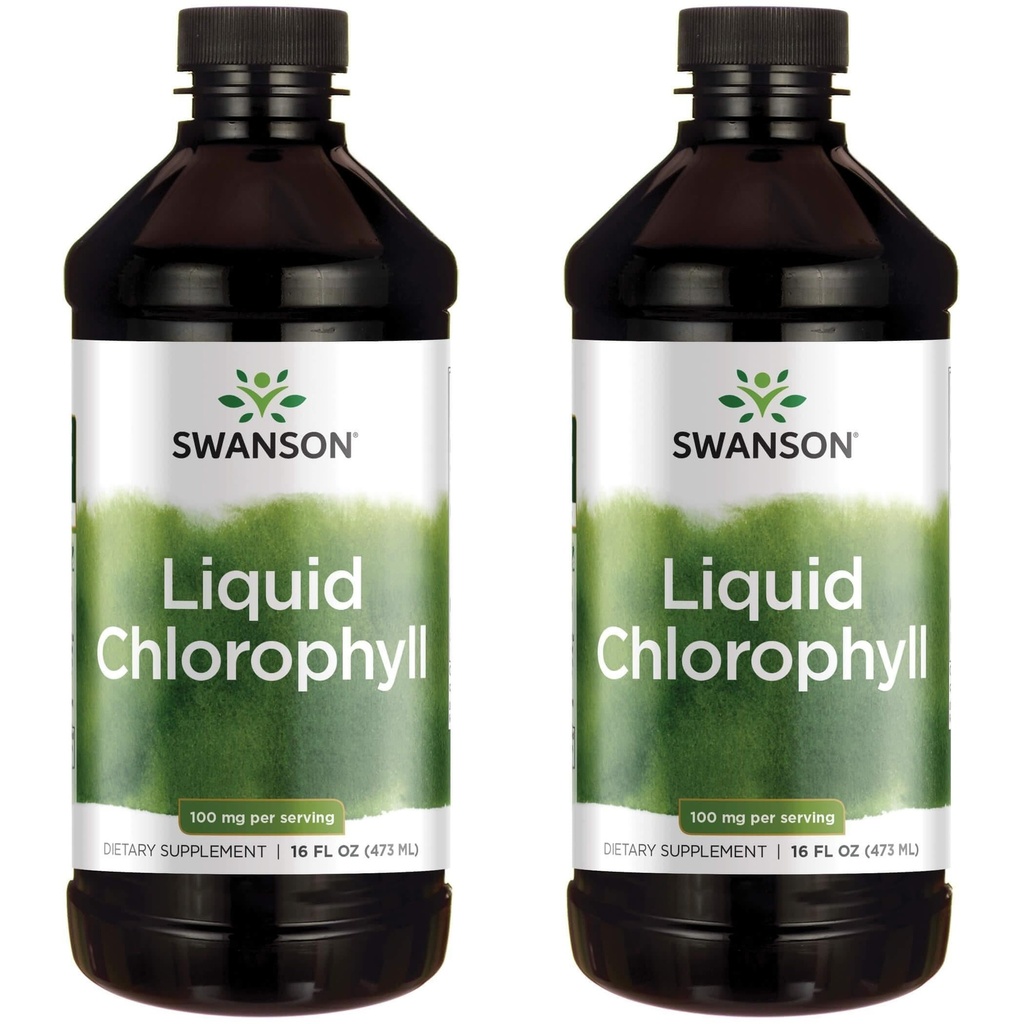Swanson Liquid Chlorophyll - Water-Soluble Chlorophyll Derived from Alfalfa Leaf - Promotes Immune Support and Natural Energy with Natural Ingredients - (16 fl oz Bottle) (2 Pack)