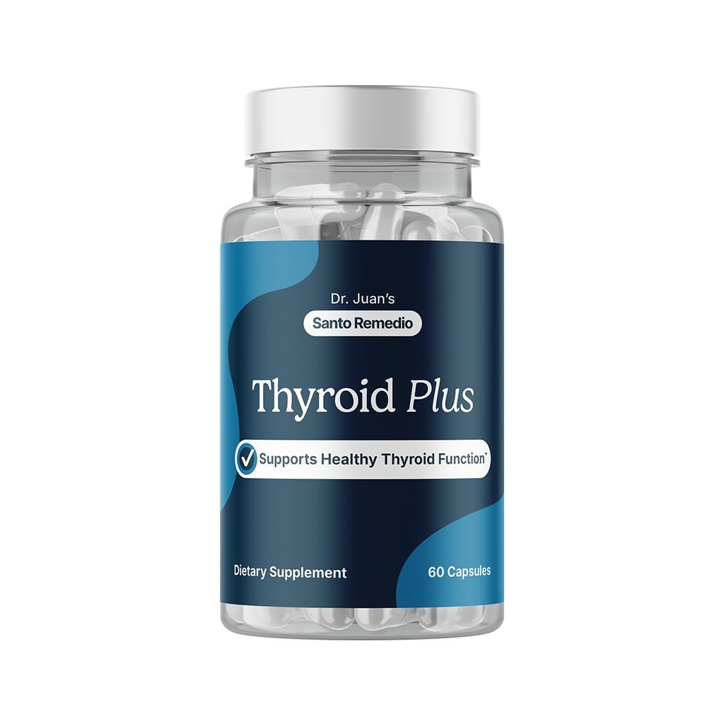 Santo Remedio Thyroid Plus by Dr. Juan Rivera, Thyroid Health Support Supplement, with Vitamin B12, Iodine, Selenium, Zinc, Copper & L-Tyrosine, 60 Capsules, 30 Servings