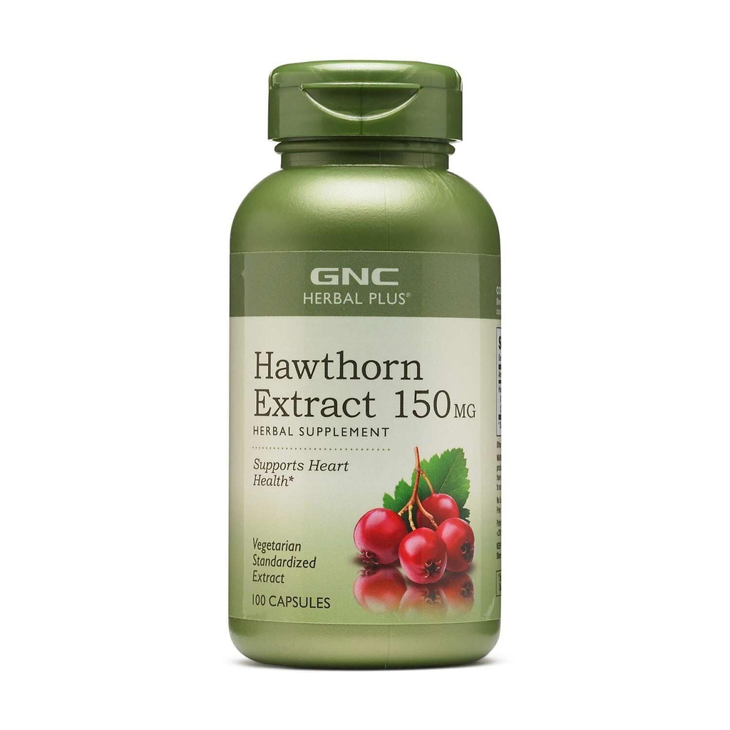 GNC Herbal Plus Hawthorn Extract 150mg, Caps 100