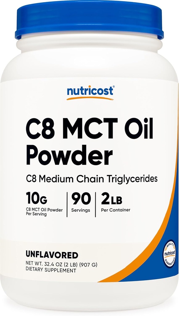Nutricost C8 MCT Oil Powder 2LBS (32oz) - 95٪ C8 MCT Oil Powder