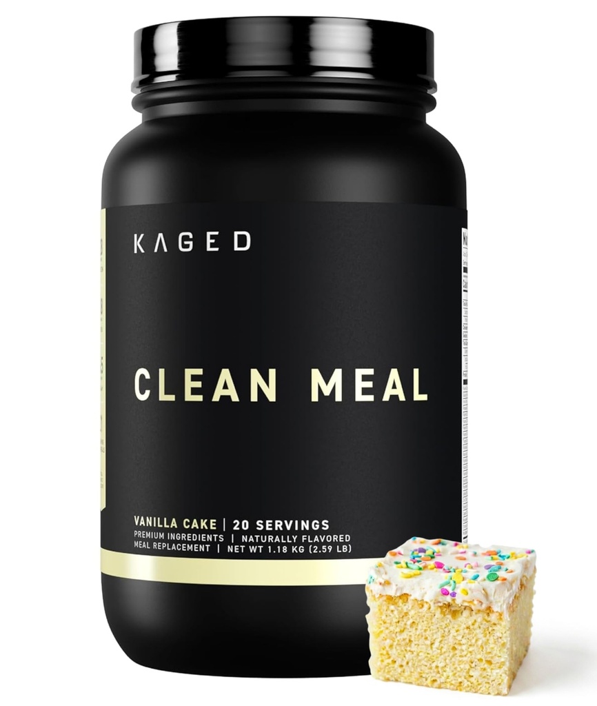 Kaged Clean Meal Powder | Vanilla Cake | Meal Replacement Shake | Whey Protein Isolate | Clean Carbs, MCT Oil Fats, Organic Vitamins and Minerals | Supplements for Men & Women | 20 Servings