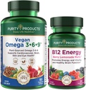 Tisztasági termékek Bundle - Vegan Omega 3- 6- 9 + B- 12 Energy Melt Omega 3- 6- 9 ("5 in 1" Plant- alapú Omega 3 6 9 Essential Fatty Acid Complex) - B12 Berry Olvad (Metilkobalamin B12 + B6 + D3 + More)