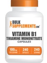 BulkSupplements.com Thiamine Mononitrate Capsules - as Vitamin B1, Thiamine B1 Supplement, Thiamine 100mg - Gluten Free, 1 Capsule per Serving, 240 Capsules (Pack of 1)