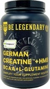 Creapure® German Creatine + HMB | Build Strength | Gain Lean Muscle | Recover Faster | Crush Plateaus | 5G Creapure® Creatine Monohydrate | 3G HMB | 8G BCAA | 5G L-Glutamine | 30 Servings | Unflavored